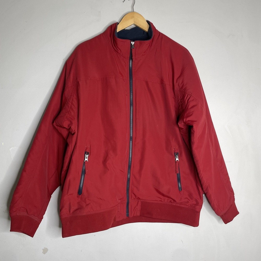 Duluth Trading Co Mens Size Large Red‎ Fleece Lined Bomber Jacket